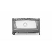 Lionelo - Patut pliant cu doua nivele Flower , Cu arcada, Geanta transport, Masuta de infasat, Bara cu jucarii, Fereastra laterala, 120x60 cm, Conform cu standardele europeane de securitate EN 716 si EN12221, Gri BYNLO-FLOWER_GREY_STONE