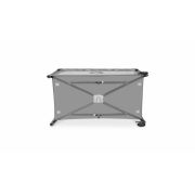 Lionelo - Patut pliant cu doua nivele Flower , Cu arcada, Geanta transport, Masuta de infasat, Bara cu jucarii, Fereastra laterala, 120x60 cm, Conform cu standardele europeane de securitate EN 716 si EN12221, Gri BYNLO-FLOWER_GREY_STONE
