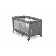 Lionelo - Patut pliant cu doua nivele Flower , Cu arcada, Geanta transport, Masuta de infasat, Bara cu jucarii, Fereastra laterala, 120x60 cm, Conform cu standardele europeane de securitate EN 716 si EN12221, Gri BYNLO-FLOWER_GREY_STONE