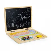 Laptop educational din lemn cu magnet si taste din lemn ecotoys g068 - roz edeedig068pink