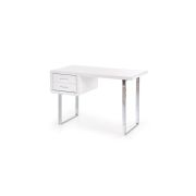 Birou hm b30, mdf lucios, cadru metalic cromat, 2 sertare, 120x55x76 cm, alb drm9587
