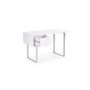 Birou hm b30, mdf lucios, cadru metalic cromat, 2 sertare, 120x55x76 cm, alb drm9587