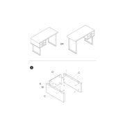 Birou hm b30, mdf lucios, cadru metalic cromat, 2 sertare, 120x55x76 cm, alb drm9587