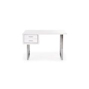 Birou hm b30, mdf lucios, cadru metalic cromat, 2 sertare, 120x55x76 cm, alb drm9587