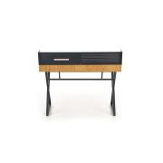 Birou hm b43, cadru metalic, mdf, spatiu depozitare, 110x51x90 cm, stejar/negru drm9593