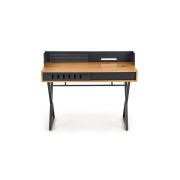 Birou hm b43, cadru metalic, mdf, spatiu depozitare, 110x51x90 cm, stejar/negru drm9593