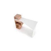 Birou hm conti, rafturi, sertar, pal melaminat, 122x57x90 cm, stejar auriu/alb drm9598