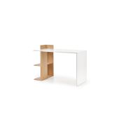 Birou hm fino, 2 rafturi, pal melaminat, 122x57x85 cm, stejar auriu/alb drm4648