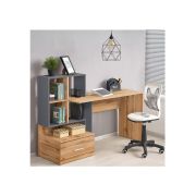 Birou cu spatii depozitare hm grosso, rafturi, sertar, pal melaminat, 149x50x105 cm, stejar auriu/gri antracit drm8803
