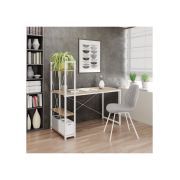 Birou cu rafturi hm narvik b1, industrial, cadru metalic, pal melaminat, 120x64x120 cm, stejar sonoma - alb drm9596