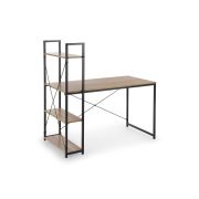 Birou cu rafturi hm narvik b1, industrial, cadru metalic, pal melaminat, 120x64x120 cm, stejar sonoma/negru drm8690