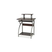 Birou calculator sl b07, polita glisanta tastatura, rafturi, structura metalica, mdf, 74x55x95 cm, maro inchis drm3916