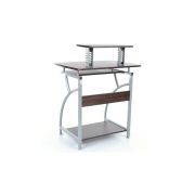 Birou calculator sl b07, polita glisanta tastatura, rafturi, structura metalica, mdf, 74x55x95 cm, maro inchis drm3916