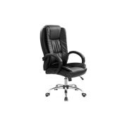 Scaun directorial mh rudy, ergonomic, mecanism balans, piele ecologica, confort sporit, inaltime reglabila, 110 kg, negru drm3523
