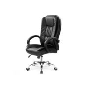 Scaun directorial mh rudy, ergonomic, mecanism balans, piele ecologica, confort sporit, inaltime reglabila, 110 kg, negru drm3523