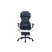 Scaun directorial gn77 kronos, suport picioare retractabil, mecanism multiblock, piele ecologica, baza metalica, 100 kg, negru/alb drm4288