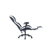 Scaun directorial gn77 kronos, suport picioare retractabil, mecanism multiblock, piele ecologica, baza metalica, 100 kg, negru/alb drm4288