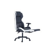 Scaun directorial gn77 kronos, suport picioare retractabil, mecanism multiblock, piele ecologica, baza metalica, 100 kg, negru/alb drm4288