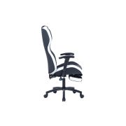 Scaun directorial gn77 kronos, suport picioare retractabil, mecanism multiblock, piele ecologica, baza metalica, 100 kg, negru/alb drm4288