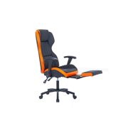 Scaun directorial gn77 kronos, suport picioare retractabil, mecanism multiblock, piele ecologica, baza metalica, 100 kg, negru/portocaliu drm4289