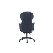 Scaun directorial gn77 kronos, suport picioare retractabil, mecanism multiblock, piele ecologica, baza metalica, 100 kg, negru/portocaliu drm4289