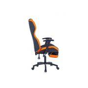 Scaun directorial gn77 kronos, suport picioare retractabil, mecanism multiblock, piele ecologica, baza metalica, 100 kg, negru/portocaliu drm4289