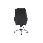 Scaun directorial ergonomic cu suport picioare, hm alvin, mecanism balans, piele ecologica, cadru cromat, 120 kg, negru drm8660