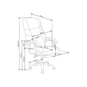 Scaun directorial ergonomic cu suport picioare, hm alvin, mecanism balans, piele ecologica, cadru cromat, 120 kg, negru drm8660
