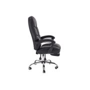 Scaun directorial ergonomic cu suport picioare, hm alvin, mecanism balans, piele ecologica, cadru cromat, 120 kg, negru drm8660
