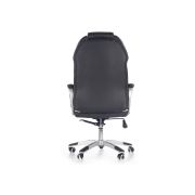 Scaun directorial hm barton, piele ecologica, mecanism balans, roti cauciucate, 120 kg, alb - negru drm4468