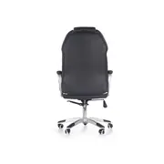 Scaun directorial hm barton, piele ecologica, mecanism balans, roti cauciucate, 120 kg, alb - negru drm4468