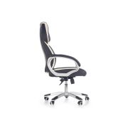 Scaun directorial hm barton, piele ecologica, mecanism balans, roti cauciucate, 120 kg, alb - negru drm4468