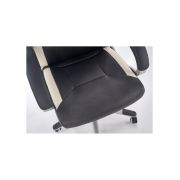 Scaun directorial hm barton, piele ecologica, mecanism balans, roti cauciucate, 120 kg, alb - negru drm4468