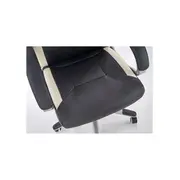 Scaun directorial hm barton, piele ecologica, mecanism balans, roti cauciucate, 120 kg, alb - negru drm4468