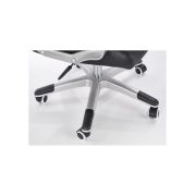 Scaun directorial hm barton, piele ecologica, mecanism balans, roti cauciucate, 120 kg, alb - negru drm4468