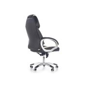 Scaun directorial hm barton, piele ecologica, mecanism balans, roti cauciucate, 120 kg, alb - negru drm4468