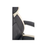 Scaun directorial hm barton, piele ecologica, mecanism balans, roti cauciucate, 120 kg, alb - negru drm4468
