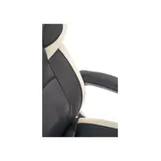 Scaun directorial hm barton, piele ecologica, mecanism balans, roti cauciucate, 120 kg, alb - negru drm4468