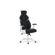 Scaun directorial hm chrono, piele ecologica/stofa, suport lombar, tetiera reglabila, 120 kg, alb/negru drm3992
