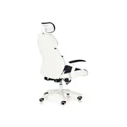 Scaun directorial hm chrono, piele ecologica/stofa, suport lombar, tetiera reglabila, 120 kg, alb/negru drm3992