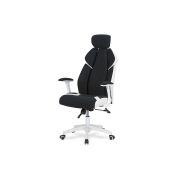 Scaun directorial hm chrono, piele ecologica/stofa, suport lombar, tetiera reglabila, 120 kg, alb/negru drm3992