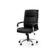 Scaun directorial hm hamilton, piele ecologica, inaltime ajustabila, mecanism balansare, 150 kg, 111x60x51 cm, negru drm2025