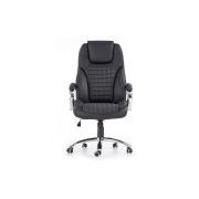 Scaun directorial hm king, ergonomic, piele ecologica, robust, mecanism de balans, cadru metalic cromat, inaltime reglabila, 120 kg, negru drm4456