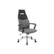 Scaun directorial hm olaf, ergonomic, cadru de otel, stofa, inaltime ajustabila, mecanism balansare, cu tetiera, 120 kg, 121x58x59 cm, gri drm2226