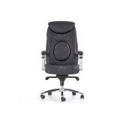 Scaun directorial hm quad, piele ecologica, inaltime ajustabila, mecanism multiblock, suport lombar, rotire 360 ˚, 150 kg, negru drm4632