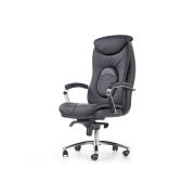 Scaun directorial hm quad, piele ecologica, inaltime ajustabila, mecanism multiblock, suport lombar, rotire 360 ˚, 150 kg, negru drm4632