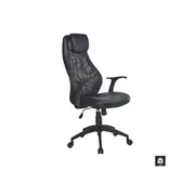 Scaun directorial mesh hm torino, ergonomic, cadru polipropilena, piele ecologica, inaltime reglabila, 110 kg, 124x64x52cm, negru drm2100
