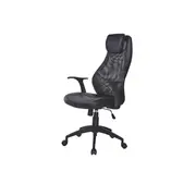 Scaun directorial mesh hm torino, ergonomic, cadru polipropilena, piele ecologica, inaltime reglabila, 110 kg, 124x64x52cm, negru drm2100