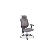 Scaun de birou cu mesh, sl q118, ergonomic, brate si tetiera ajustabile, cadru metalic, mecanism balans, 100 kg, gri drm3929