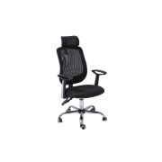 Scaun directorial sl q118, mesh, ergonomic, metal cromat, inaltime ajustabila, tetiera, mecanism balansare, 100 kg, negru drm3241